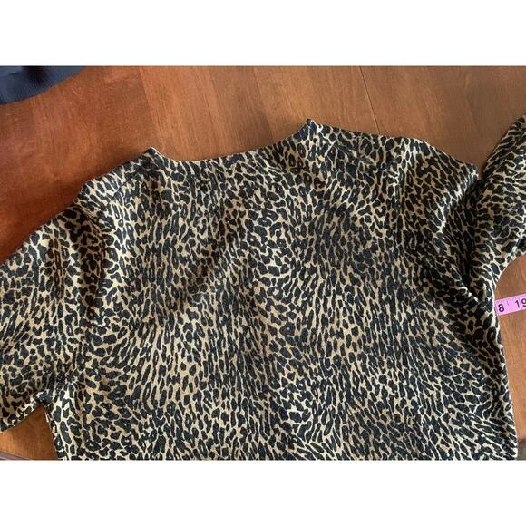 Rena Rowan Leopard Button Front Cardigan Sweater long sleeve brown Sz M/p - Picture 9 of 12